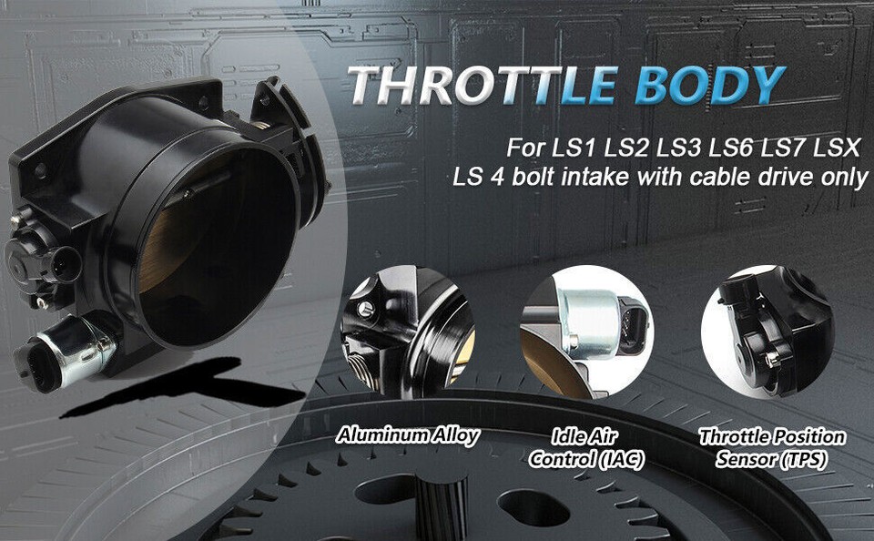 92mm Throttle body + TPS IAC Throttle Position Sensor For LSX LS LS1 ...