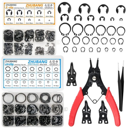 High-Performance 800Pc C-Clip and E-Clip Set with Pliers in Transparent Case - Picture 3 of 8