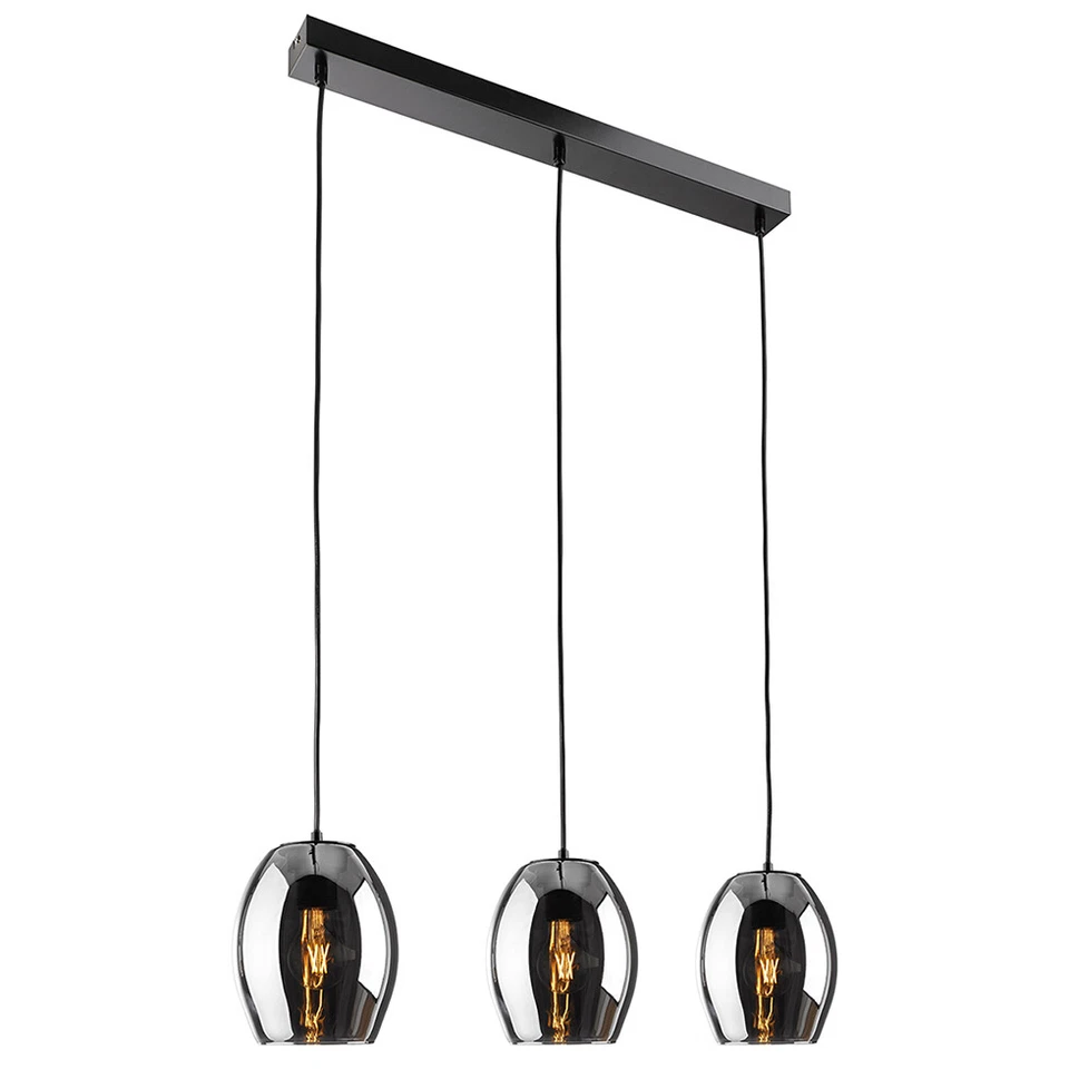 MeLiTec Pendelleuchte Glas DP27 3-flammig Rauchglas zeitlos modern edel B-Ware - Bild 3 von 3