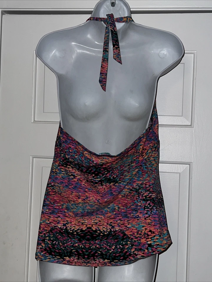 LOVE YOU ASSETS BY SARA BLANKELY WOMENS SWIM WIRE FREE RUFLETANKINI TOP SIZE XL - Image 4 of 4