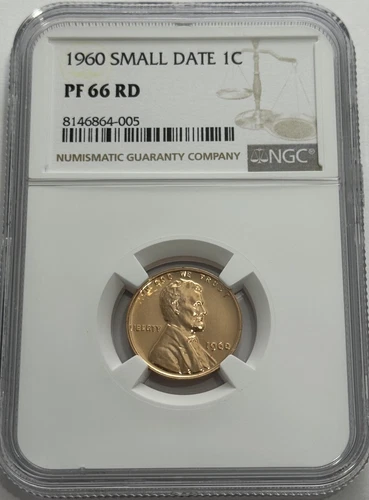 1960 P NGC PF66 RD SMALL DATE RED PROOF LINCOLN MEMORIAL PENNY 1C ONE CENT WLB