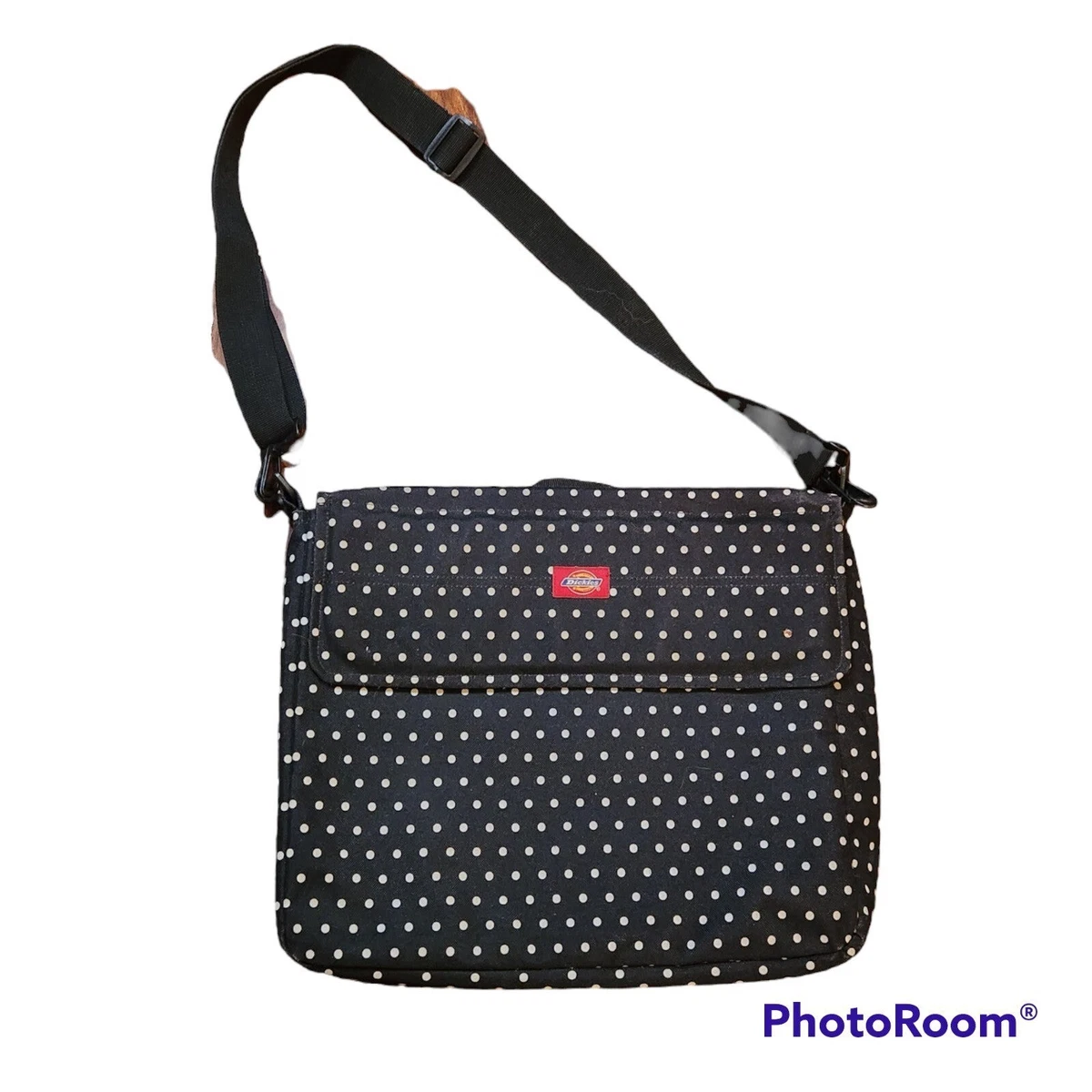 Dickies black white polka dot large messenger laptop bag y2k retro