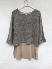 🦉 Womens MA Dainty 3/4 Sleeve Textured Knit Top Tunic Jumper Blouse Size 8