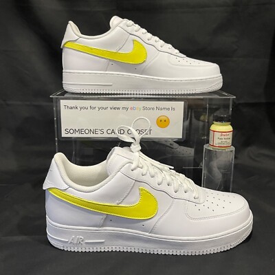 Nike Air Force 1 Low White (Pale Yellow Custom Painted Swoosh) SC-#57W