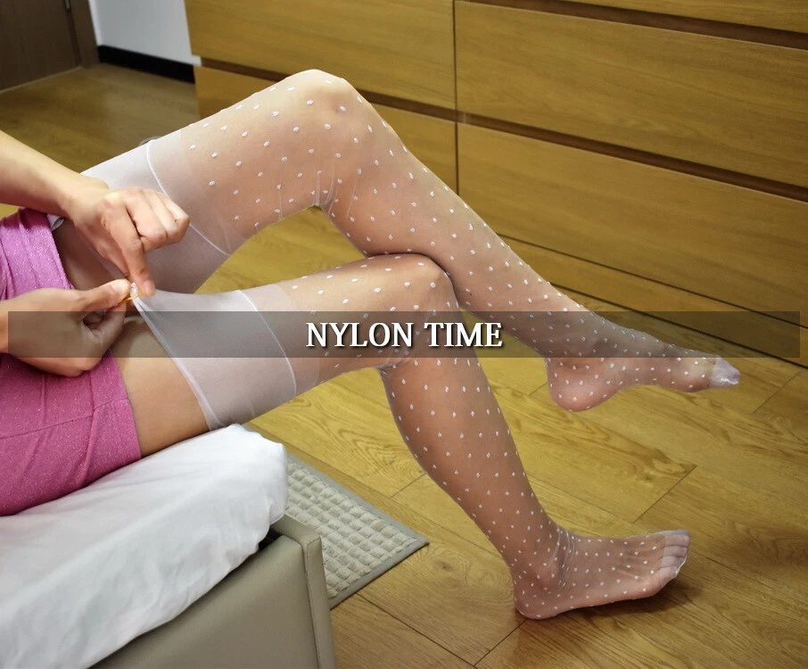 Lote 3 pares! meia-calça de náilon em forma de bolinhas sem elástico salto nude - Imagem 2 de 4