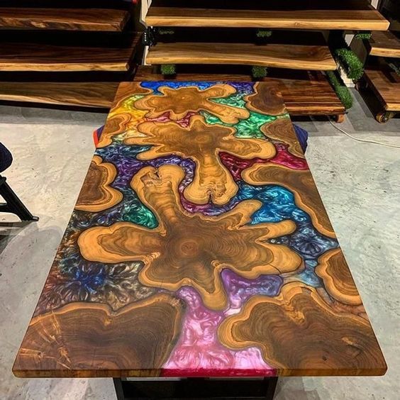 Custom Epoxy Resin Wood Coffee Table Modern Art Furniture Handmade