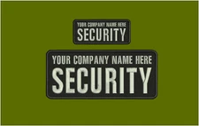 CUSTOM SECURITY EMBROIDERY PATCH 4X10 AND 2X5 HOOK ON BACK  BLK/SILVER