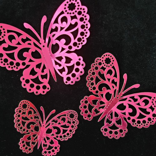 12 Cake Butterflies Toppers Hot Pink Butterfly Party Decoration Birthday Decor - Picture 3 of 9