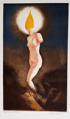 HANK LAVENTHOL 1927-2001 Original HAND SIGNED Color Aquatint Etching SURREALISM