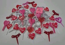 Valentine's Day Cake & Cupcake Picks Toppers Crafts NOS Mixed Lot Of 54 Vintage 