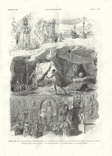 Stampa antica TEATRO a BRUXELLES recita dell' opera SALAMMBO' 1890 Antique print