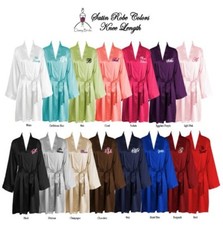 Women Plain Silk Satin Robes Bridal Wedding Bridesmaid Bride Gown Kimono Robe