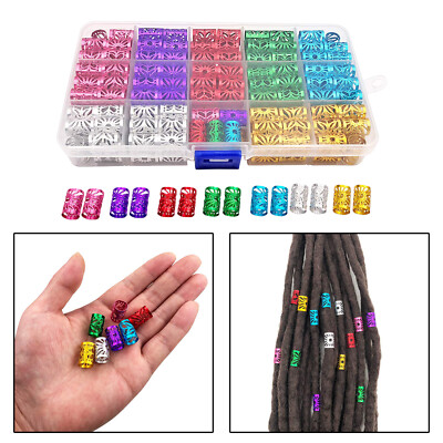 170 Stck./Set 7 Farben Gemischt Dreadlocks Perlen Haar Zopf Manschette mit Aufbewahrungsbox