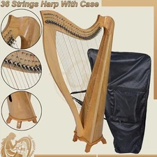 36 String Harp Made With Highest Quality Woods With Case By The Great Music