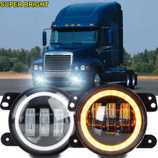 Pair 4" Inch Round LED Fog Lights Halo For 1996-2011 Freightliner Century Class