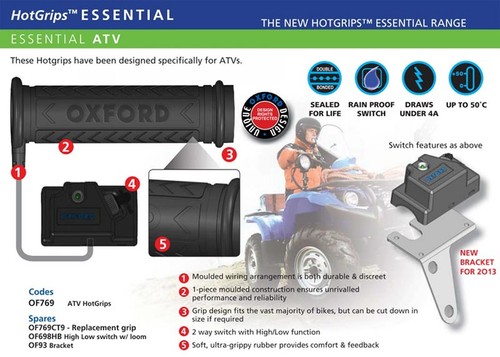 Heated Grips Oxford ATV Ø 22 mm Hot Grips Waterproof Essential