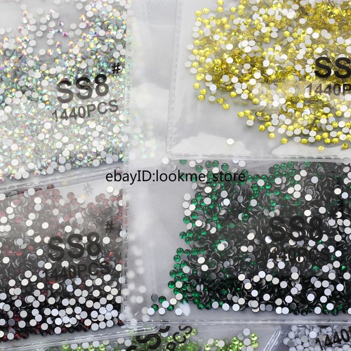 1440pc 2.5mm (ss8) Crystal Glass Rhinestones Flatback Gems Nail Art Crafts Decor - Picture 24 of 81