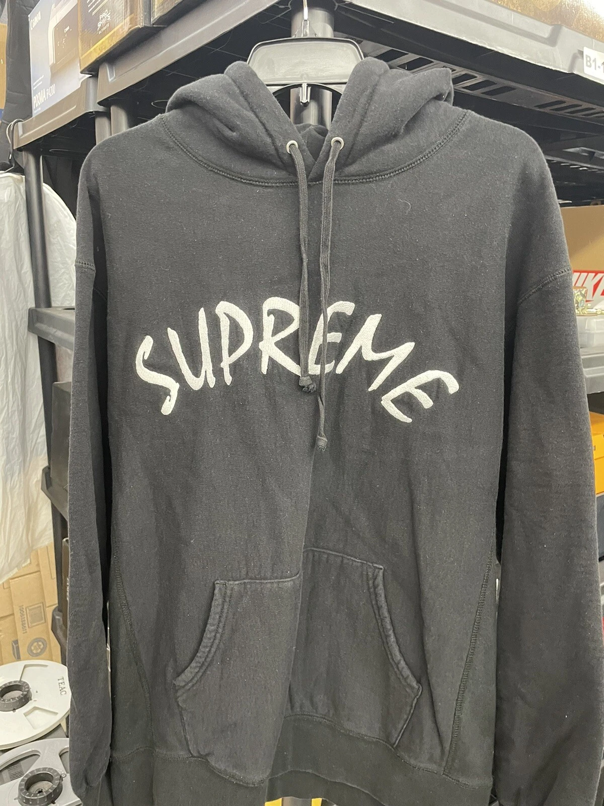 Sweat à capuche logo arc Supreme FTP taille grand PRE OWEND NOIR MARINE 100 % authentique
