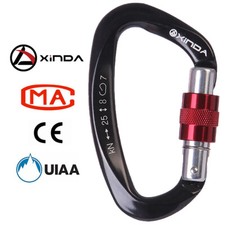 25KN Aluminum Alloy Carabiner Screwgate Locking D-Ring Hook Climbing Caving UIAA