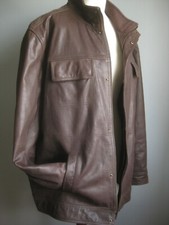 JOHN ROCHA LEATHER COAT JACKET XL 48 46 biker field distressed quality trucker