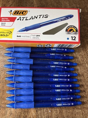 BIC Atlantis Velocity Bold Retractable Ball Pen, Bold Point (1.6mm), Blue, 10ct