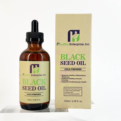 100% Black Organic Seed Oil, Pure, Cold Pressed, Nigella Sativa, 4.06 oz.