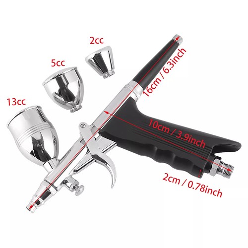 Airbrushpistole Spritzpistole Druckluft Double Action mit Düsen 0.3/0.5/0.8MM DE - Bild 5 von 24
