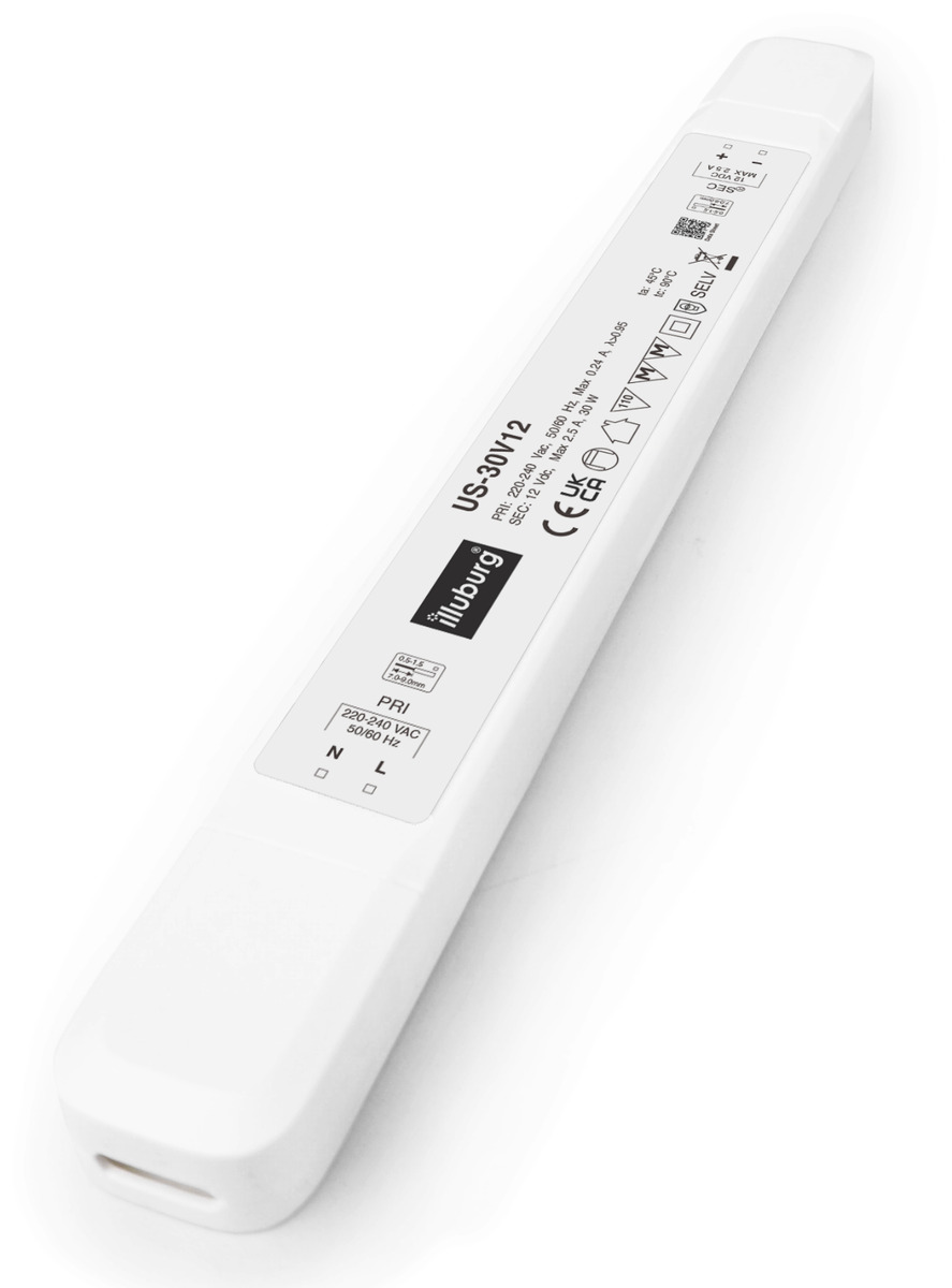 Elektronischer LED Trafo - 30Watt - für LED Lampen oder Stripes. Spannung  stabilisiert 12VDC - Lichtfaktor24