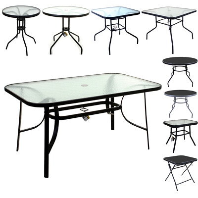 Marko Glass Top Tables Metal Frame Legs Garden Outdoor Indoor Bistro Cafe Marko Glass Top Tables Metal Frame Legs, Round Bistro Table And Chairs Indoor