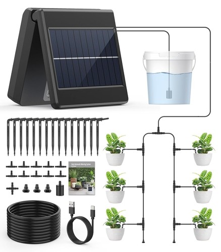 Solar Automatic Drip Irrigation Kit System,Auto Easy DIY Watering Device Support
