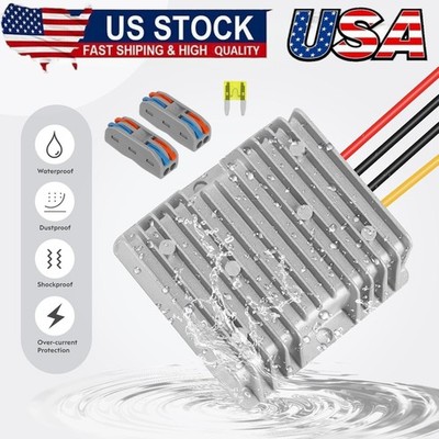 48V/36V to 12V 20A DC to DC Step Down Converter Regulator Supply Waterproof