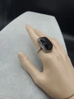 925 Sterling Silver Vintage Mexico Large Black Onyx Statement Ring Size 8.0