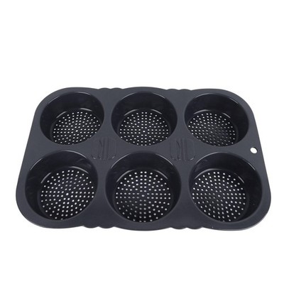 Hamburger Bun Baking Pan 6-cavity Nonstick Foldable Heat Resistant Mold