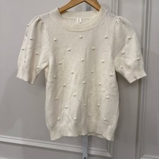 Anthropologie Cream Textured Knit Top
