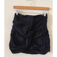 Burberry Kids Black Cotton Ruched Knotted Mini Skirt Side Button 12 years