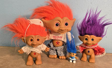 Lot of VTG Treasure Trolls belly Jewels Wishstones 1990's Ace Novelty 7", 5", 2"