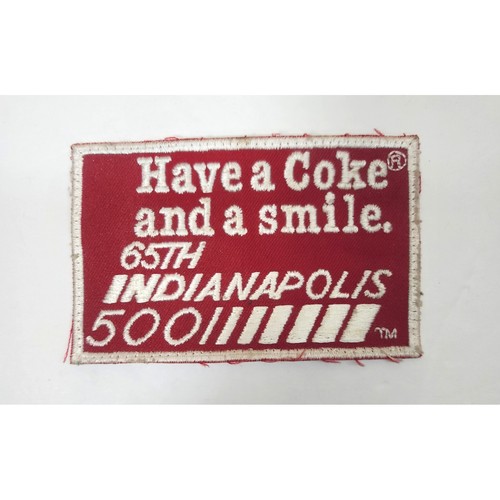 Vtg Coca-Cola Have a Coke and a Smile 65th Indianapolis 500 Patch 1981 Red/White