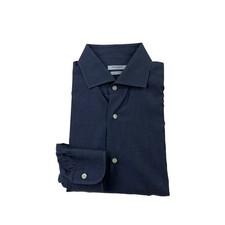Gutteridge Dal 1878 Navy Blue Cotton Long Sleeve Button Up Shirt 16/41 Slim Fit