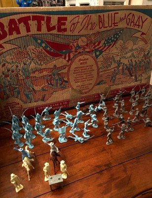 1959 Marx Battle of the Blue and Gray Playset - All Figures, Accessories and Box