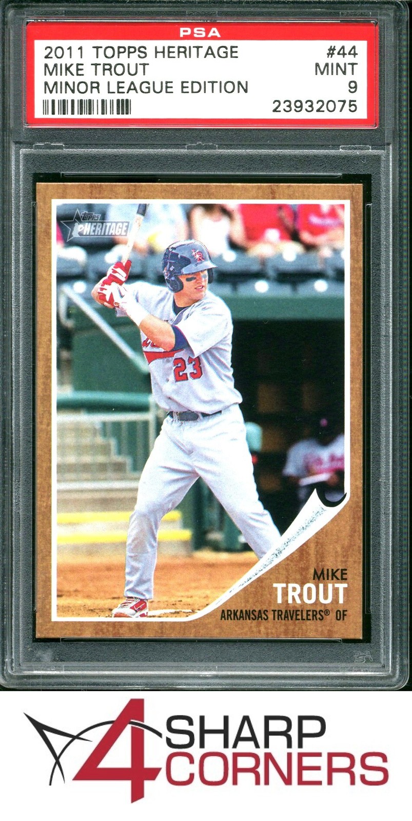 2011 TOPPS HERITAGE MINOR LEAGUE EDITION #44 MIKE TROUT RC PSA 9 view 1