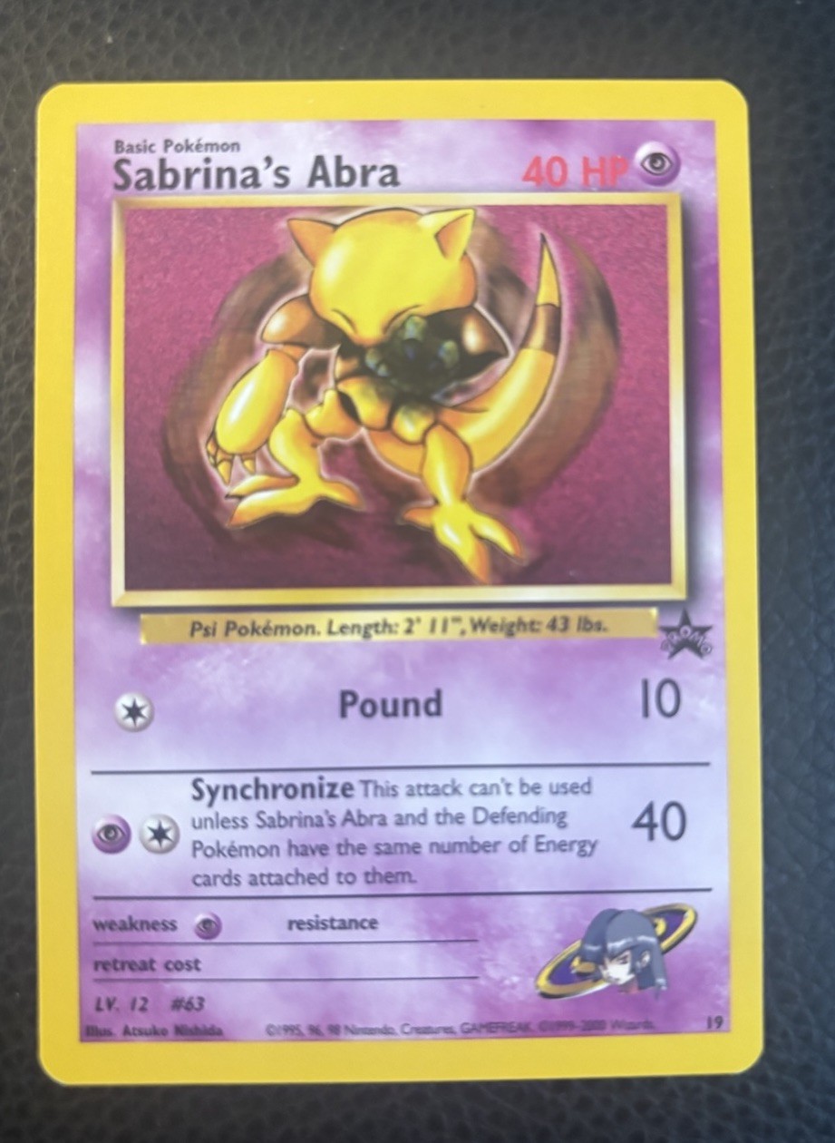 2000 Pokémon Black ⭐️ Star Promo Sabrina’s Abra #19 Near 🔥 Mint 🔥