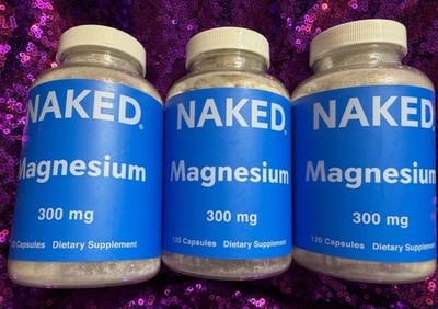 3-Pack Naked Nutrition Magnesium 300 Mg Dietary Supplement 120 x 3 =360 Capsules