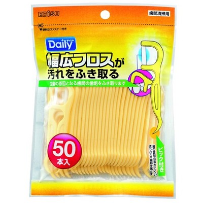 Ebisu Daily Wide Zahnstocher Zahnseide Set 50 Stück 82 mm Polyester Gelb JP