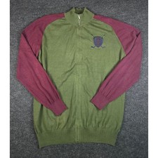 London House Men's Green Maroon Hilfiger Golf Sweater 1/4 Zip Preppy Size 2XL