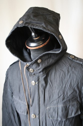 Vtg 1985 German Feuchter black Military Parka coat mod punk sz small revival - Picture 3 of 14