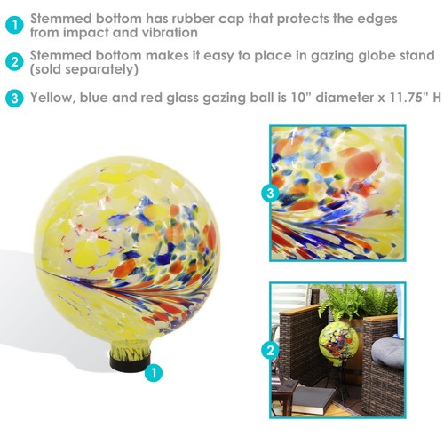 Bright Summer Burst Glass Gazing Globe - 10 in by Sunnydaze - Zdjęcie 2 z 7