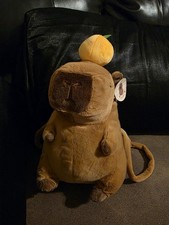 Adorable Capybara Backpack with Leash Fluffy Orange Capybara Stuffed Animals ...