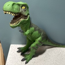 Large 2011 Toys R Us Tyrannosaurus Rex T-Rex Green Dinosaur Rubber Toy 20" Long
