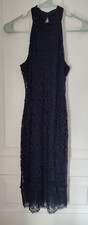 Crescent Blue Nylon Lacey Special Occasion Formal Evening Wear Dress Size Small