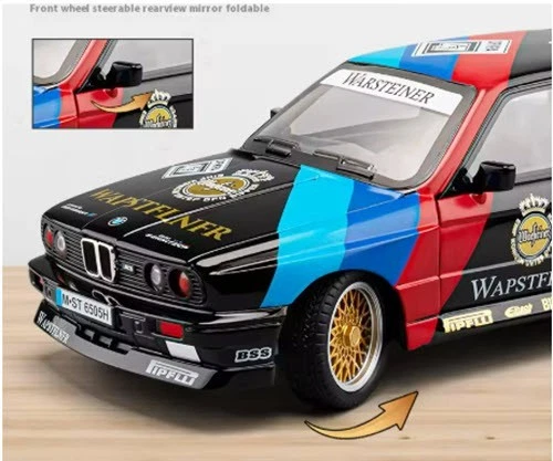 BMW M3 E30 diecast Rally preto 1987/88 modelo carro de brinquedo som e luz escala 1:24 - Imagem 4 de 4